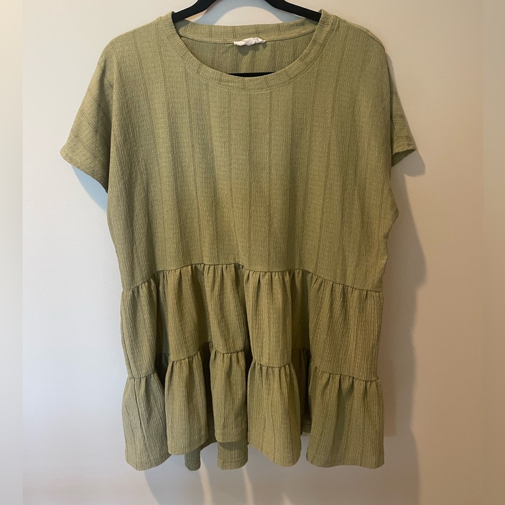 Army green short sleeve blouse